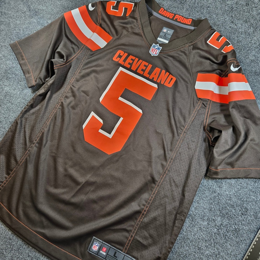 Nike Tyrod Taylor Cleveland Browns #5 Dawg Pound On-Field Home Jersey Men's L